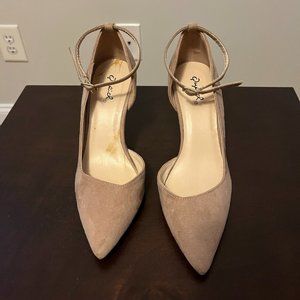 Qupid Tan Faux Suede Ankle Strap Pump 7